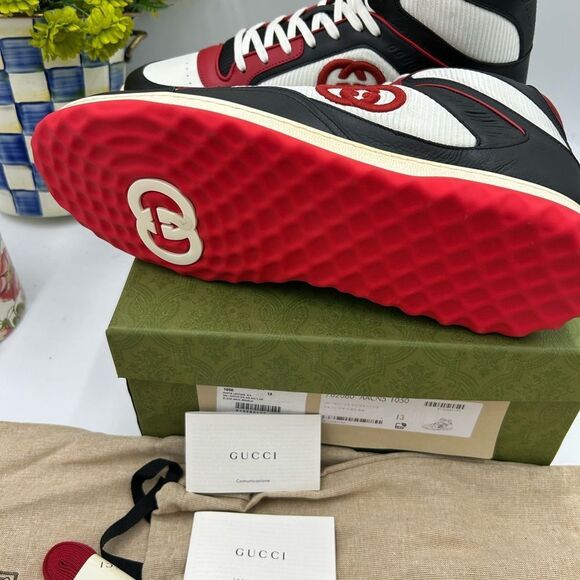 Men's Gucci Mac 80 high top leather sneakers size 13 made in Italy - Picture 7 of 11